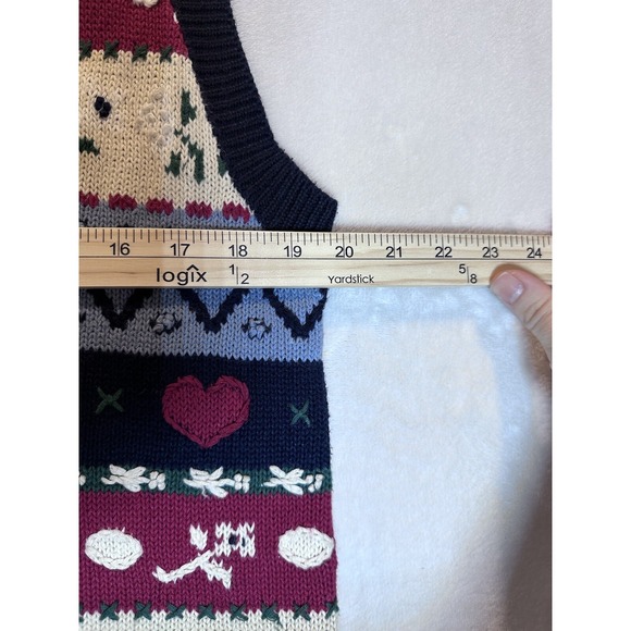 Vintage Eagle's Eye Sweater Vest Size L Hearts Flowers Valentines - Picture 5 of 9